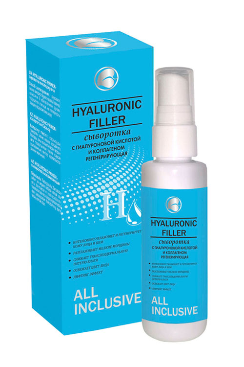 HYALURONIC FILLER - сыворотка с гиалуроновой кислотой и коллагеном увлажняющая регенерирующая, 70 мл ALL INCLUSIVE