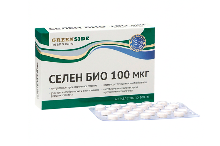 Селен Био 100 мкг Green Side, 300 мг, 60 шт, таблетки