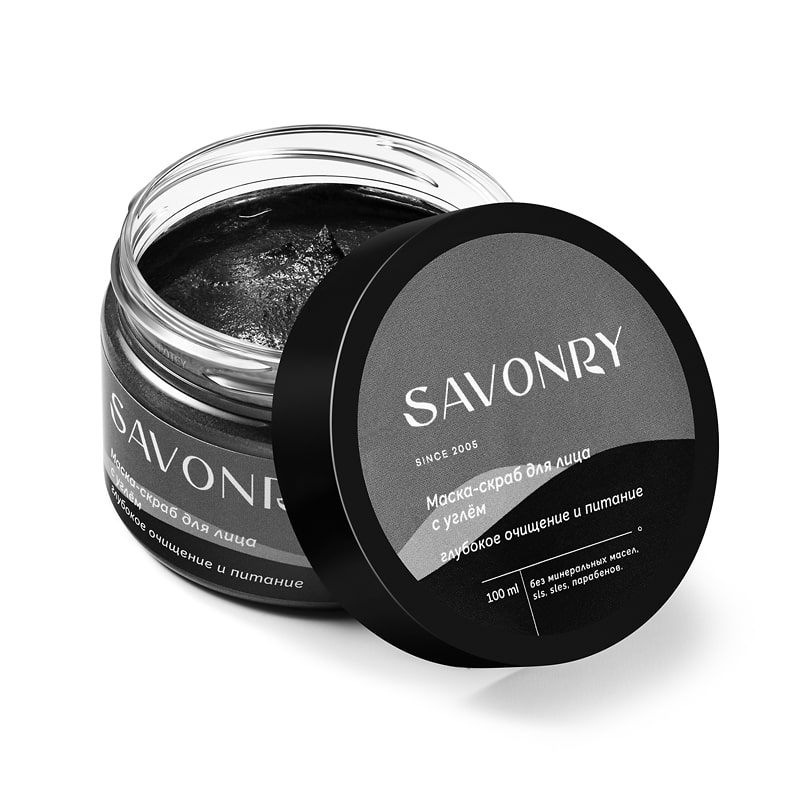 Маска-скраб с углем, 100мл, TM Savonry
