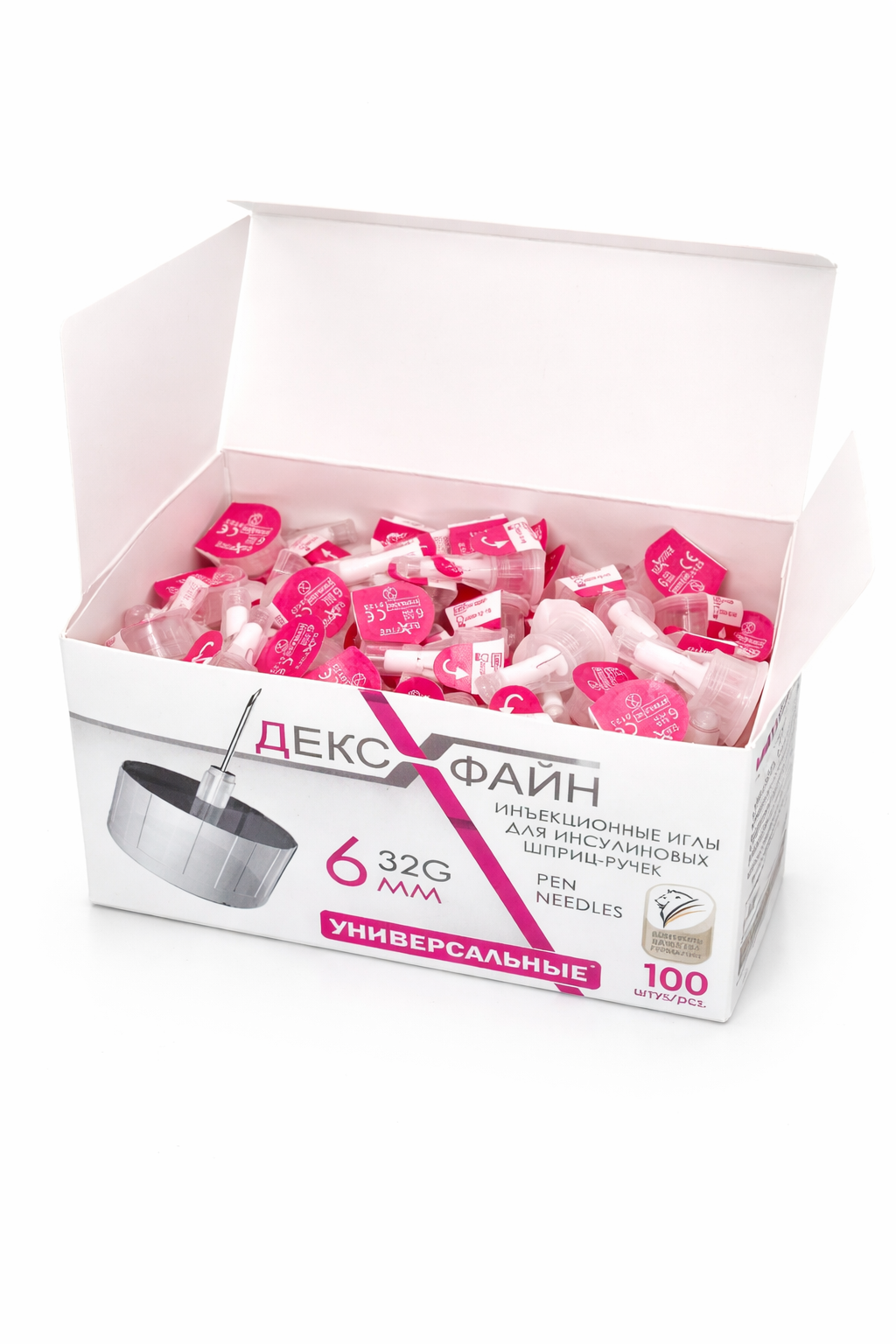 Иглы инсулиновые DEXFINE 32G x 6 мм для шприц-ручек, 100 штук