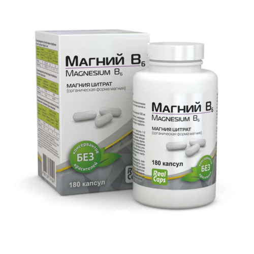 Магний В6 RealCaps, 500 мг, 180 шт, капсулы