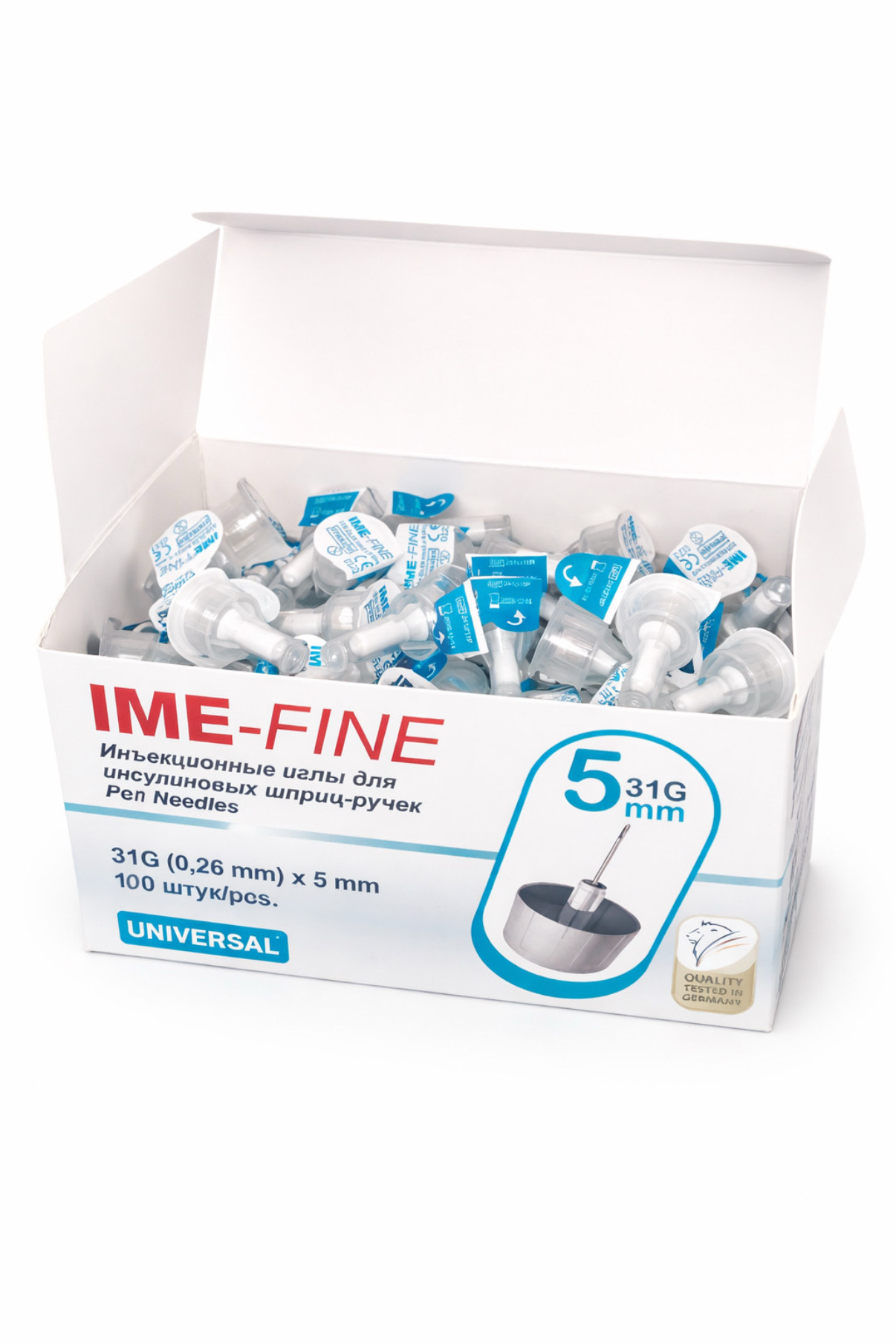 Иглы инсулиновые IME-FINE 31G x 5 мм для шприц-ручек, 100 штук