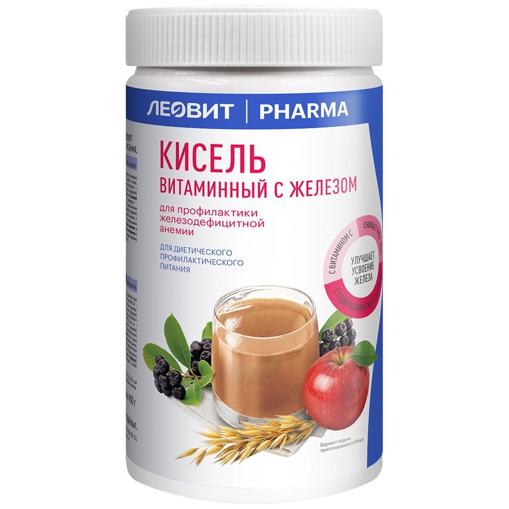 ЛЕОВИТ PHARMA Кисель Витаминный с железом. Банка 400 г