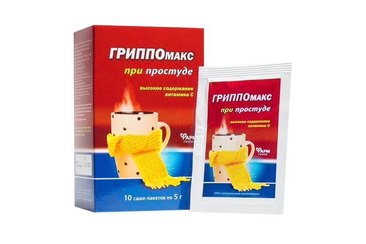 Гриппомакс, 5 г, 10 шт, саше-пакет