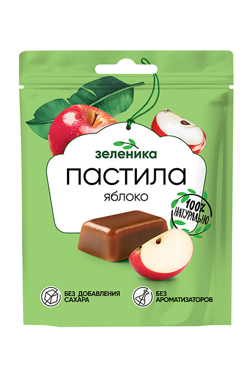 Пастила без сахара Зеленика, яблочная, натуральная, 60 г