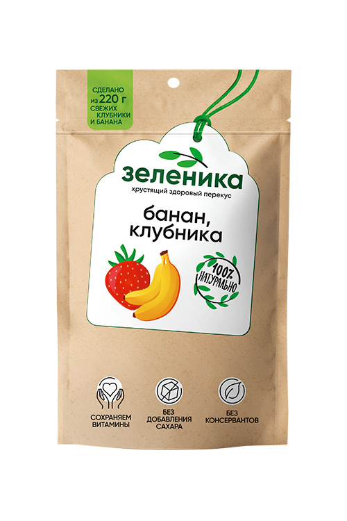 Фруктово-ягодный перекус из клубники и банана,  20 г
