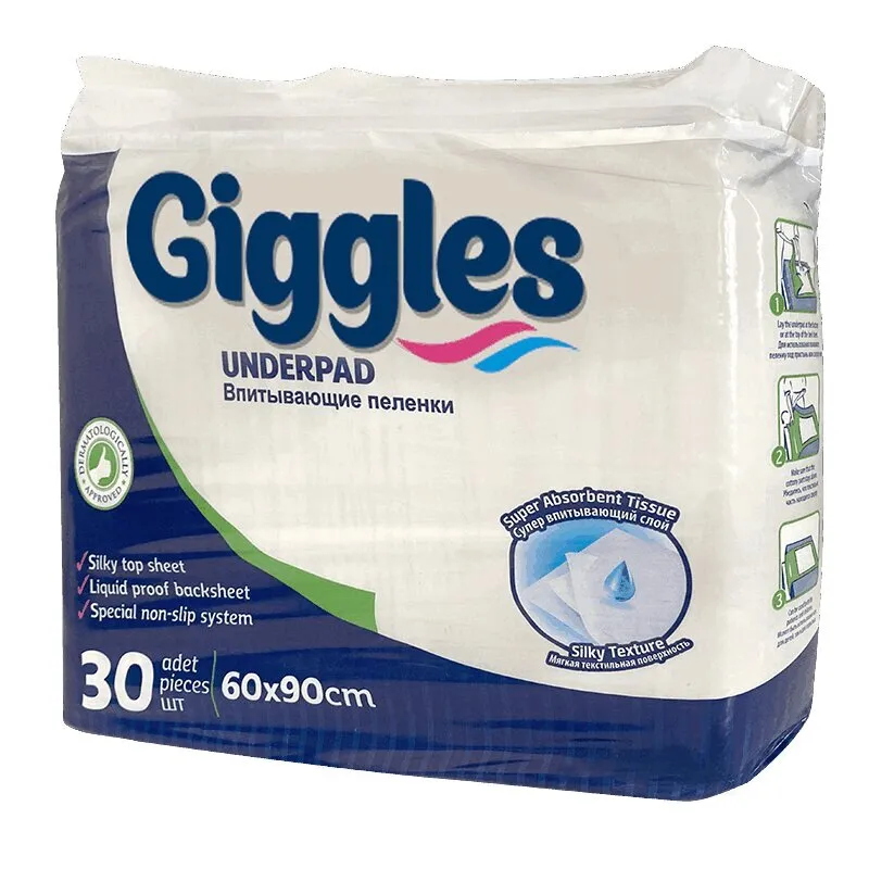 Пеленки трехслойные Giggles Premium 60х90, 30 штук