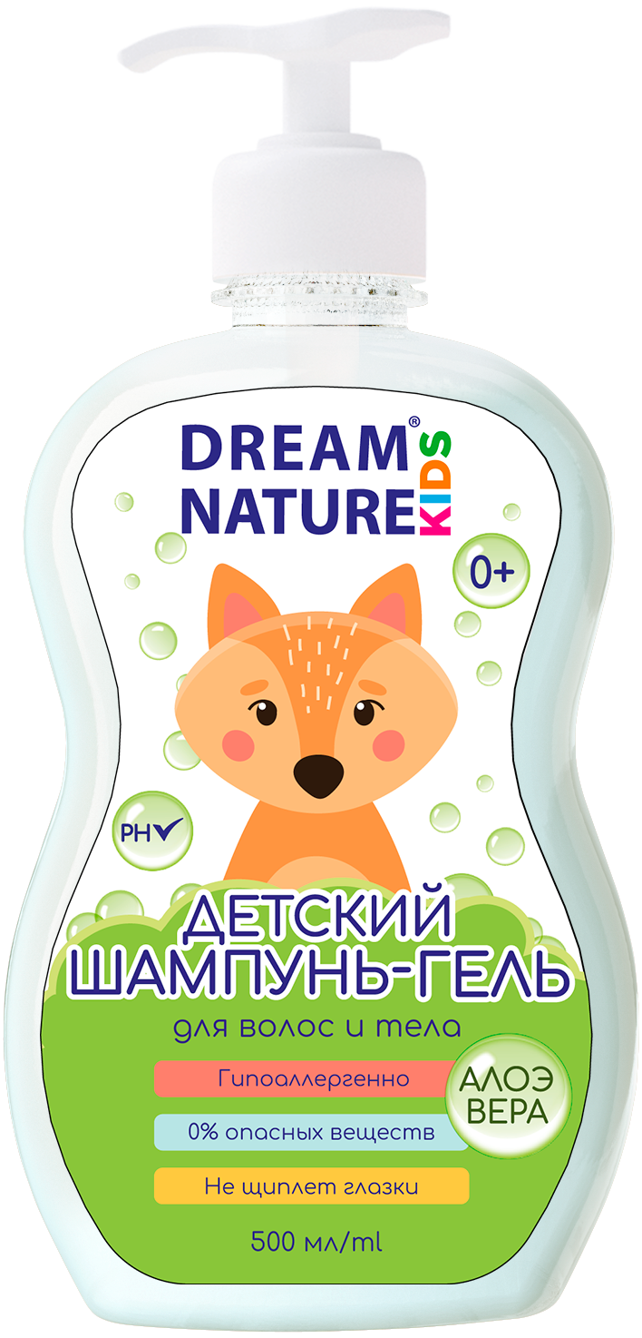 Детский шампунь-гель для волос и тела 0+, 500 мл. Dream Nature kids