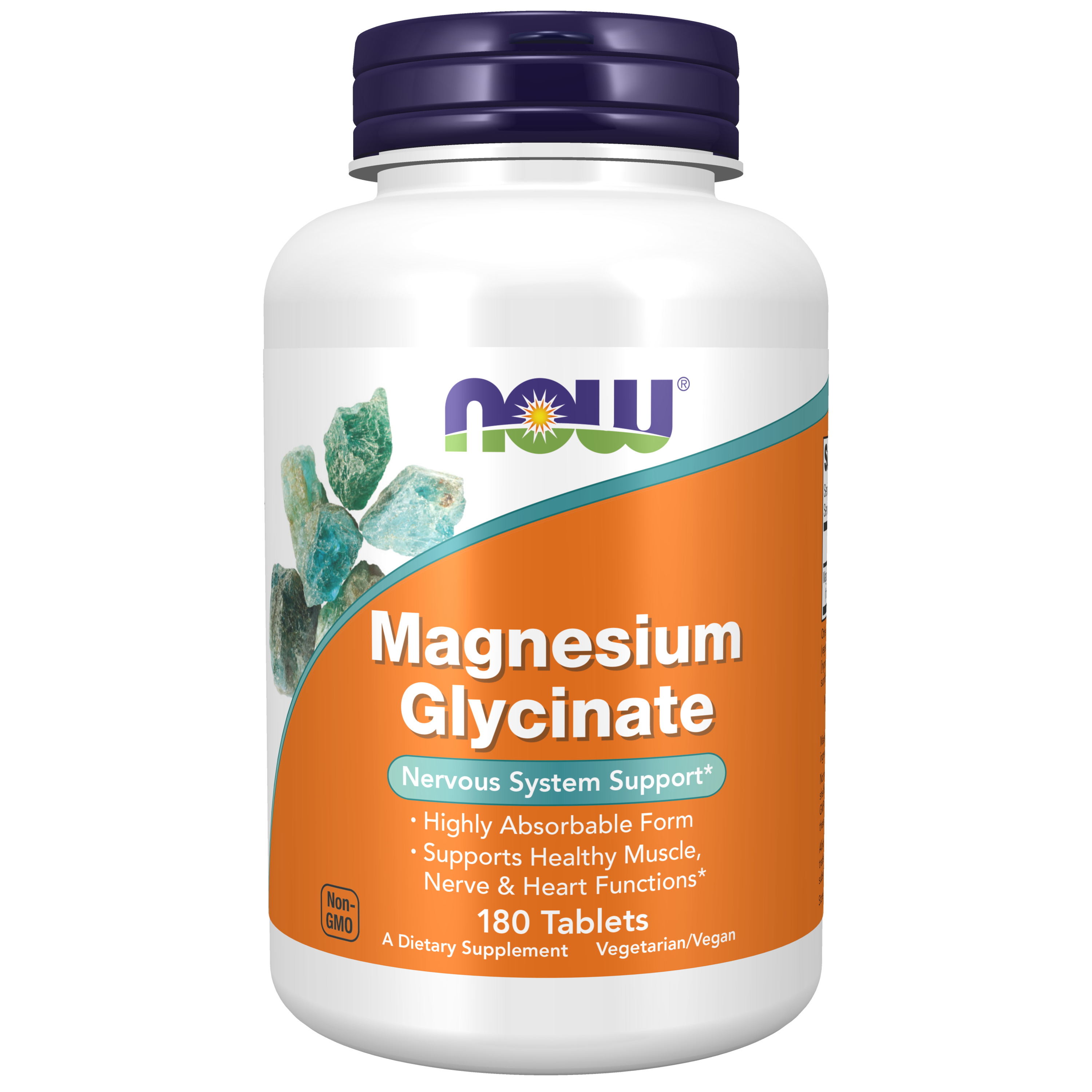 Магний глицинат 180 таблеток NOW MAGNESIUM GLYCINATE, для сердечно-сосудистой системы, мышц и здоровья костей