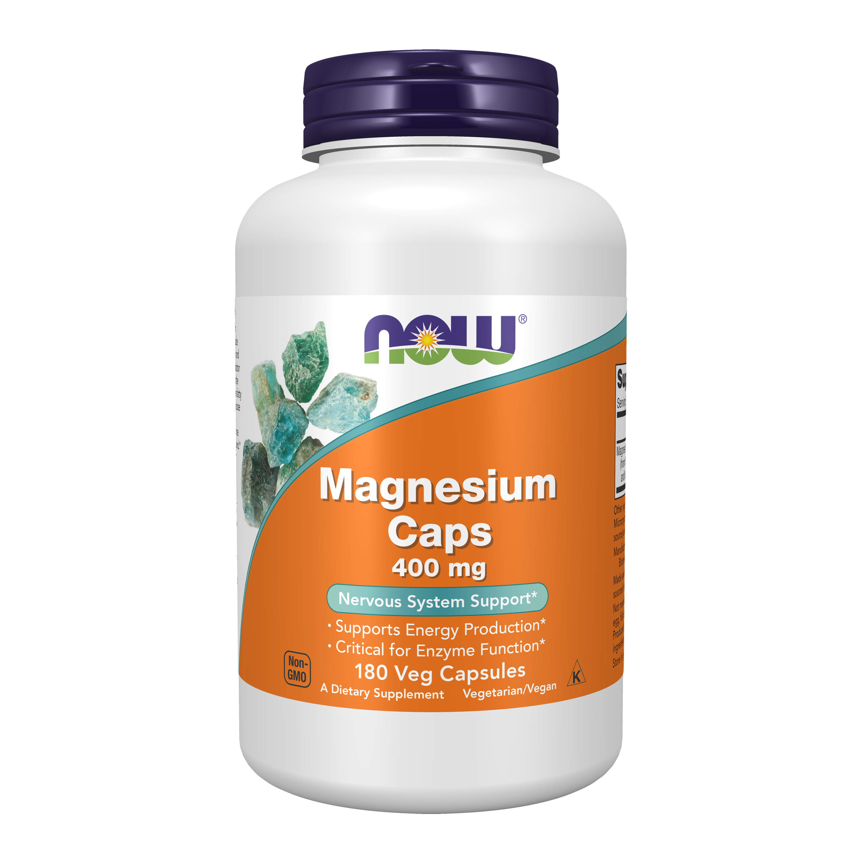 Магний 180 капсул, NOW Magnesium Caps 400mg, для сердца и сосудов, для зубов и костей, успокоительное
