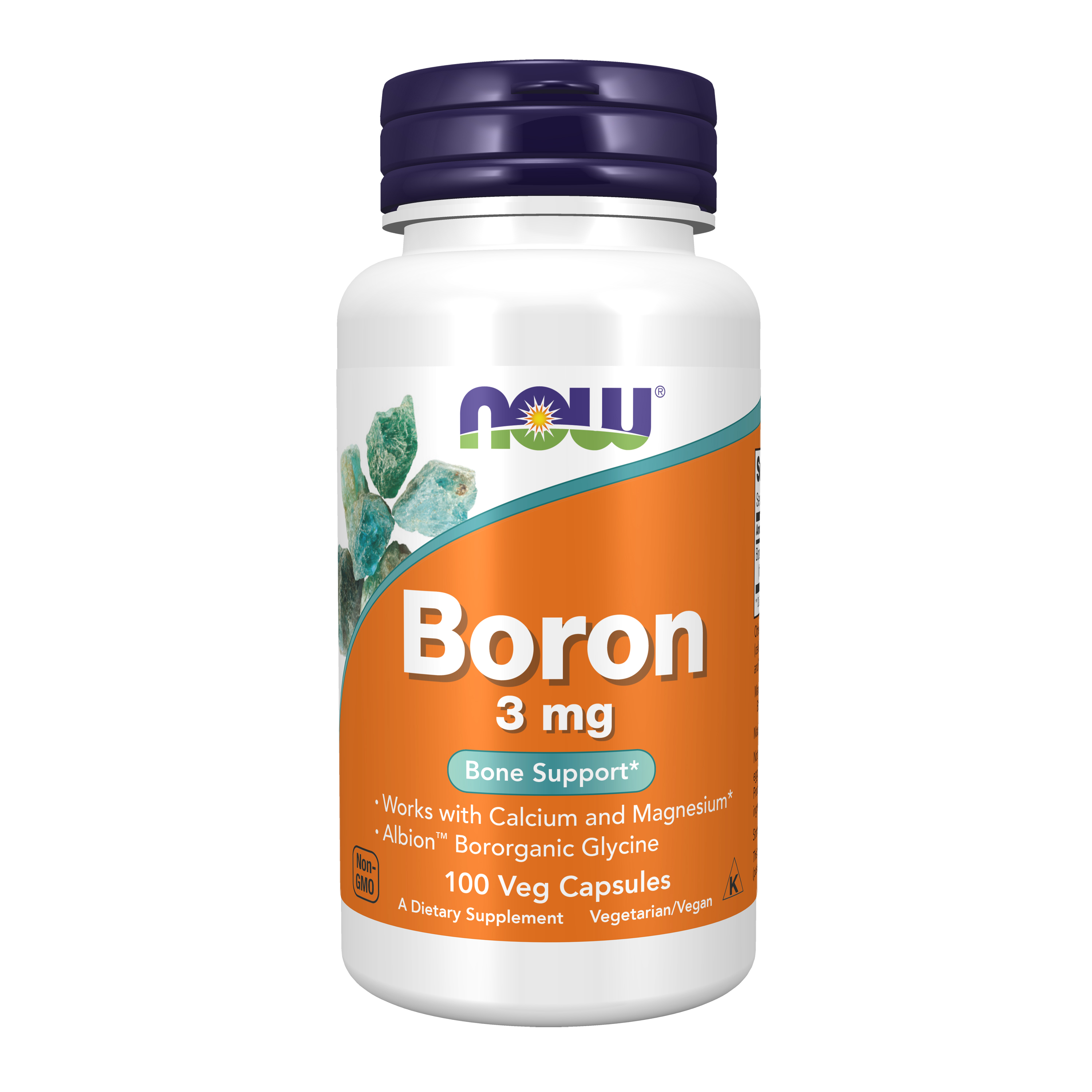 Бор, NOW Boron 3mg, 100 растительных капсул, Антиоксидант для суставов и связок, костей и хрящей, для почек, для иммунитета