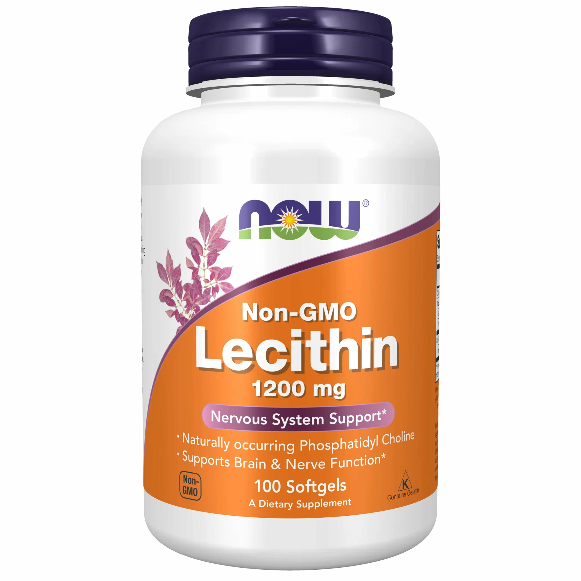 Лецитин NOW Lecithin 1200 mg Антиоксидант для сердца, мозга, 100 мягких капсул