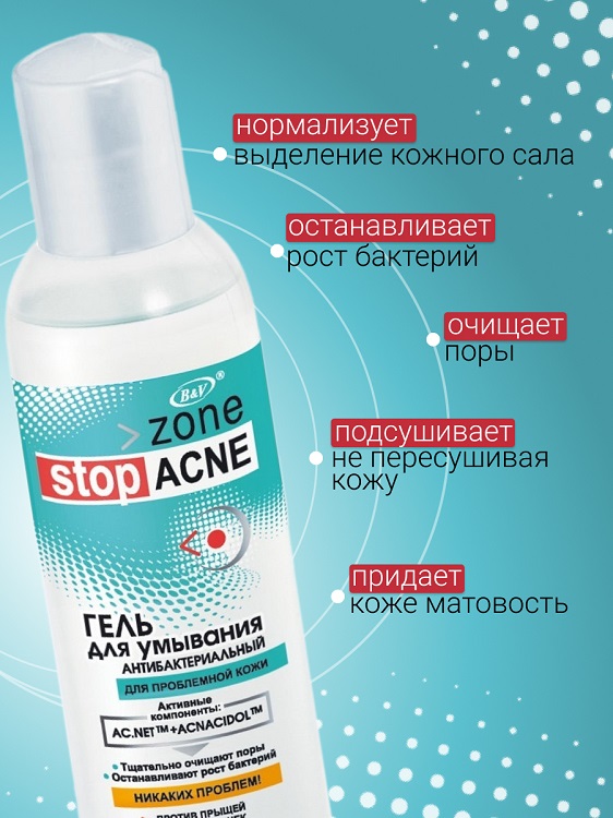 Гель для умывания антибактериальный  ACNE 150мл