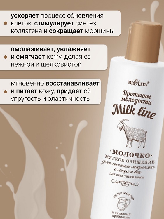 Belita Milk line Протеины молодости Молочко для снятия макияжа 200мл