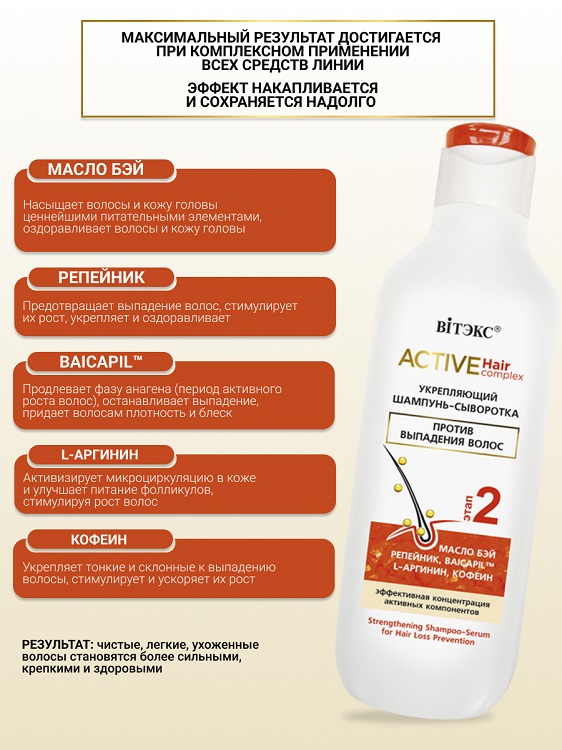 ВИТЭКС Active HairComplex Шампунь-сыворотка укрепляющий против выпадения волос 250мл