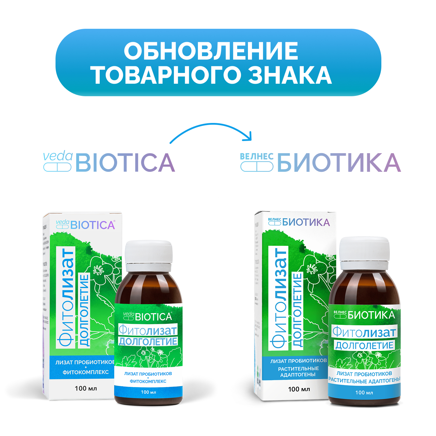 Пищевой концентрат Фитолизат Долголетие метабиотик VedaBIOTICA, 100 мл.
