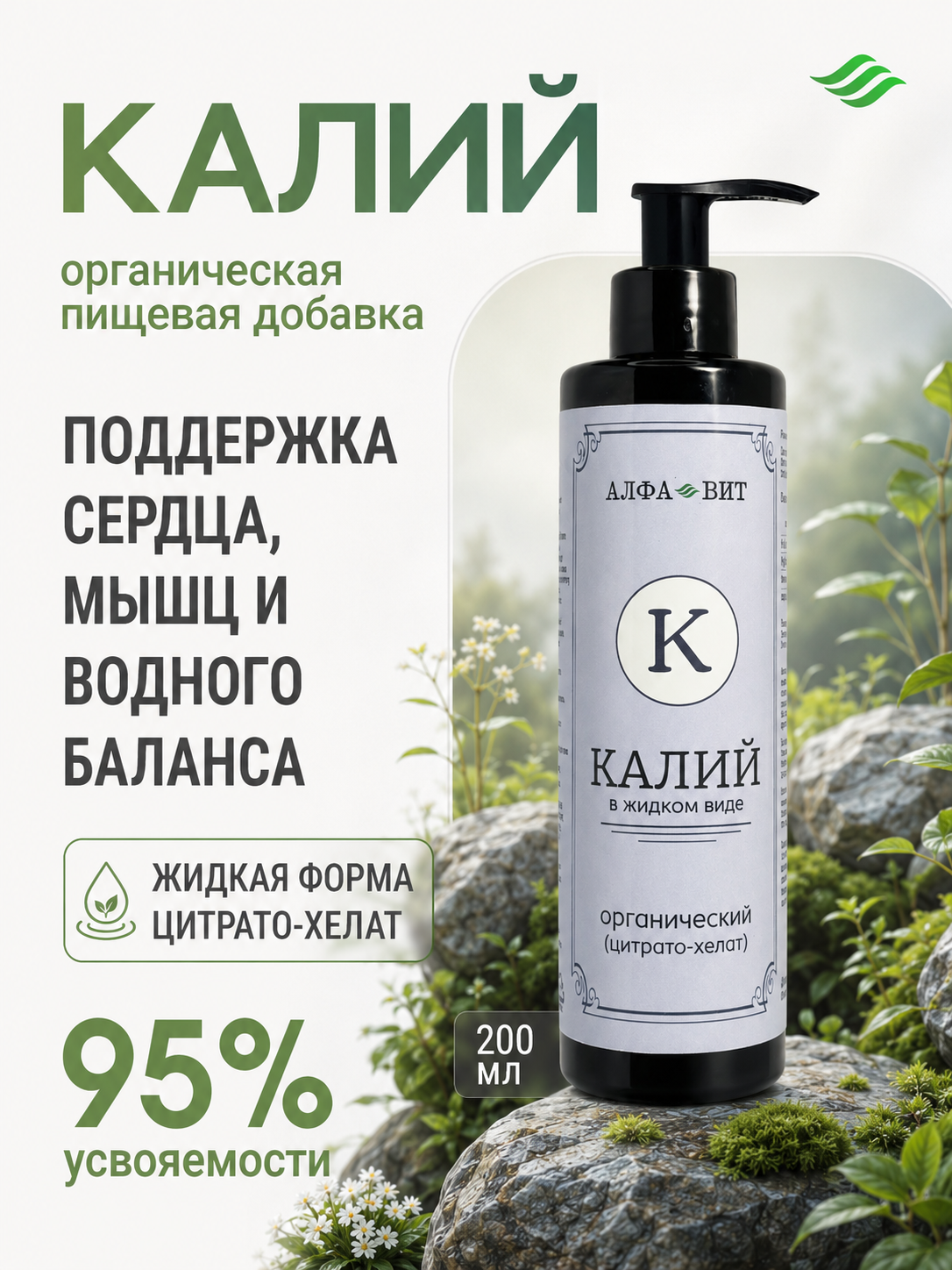 Калий, органический, АЛФА-ВИТ, 200 мл