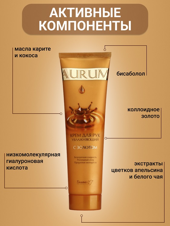 Белита-М COSMETICS  Крем для рук увлажняющий с золотом AURUM 150г