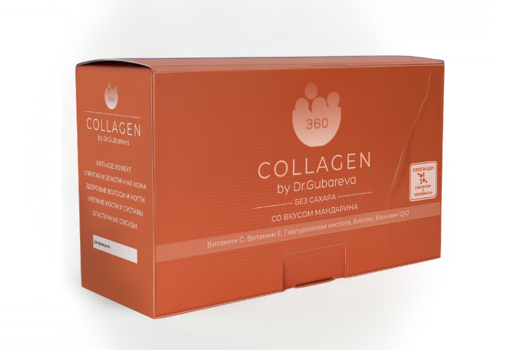 360 Сollagen by dr.Gubareva со вкусом мандарина 21 стик по 20 гр, желе