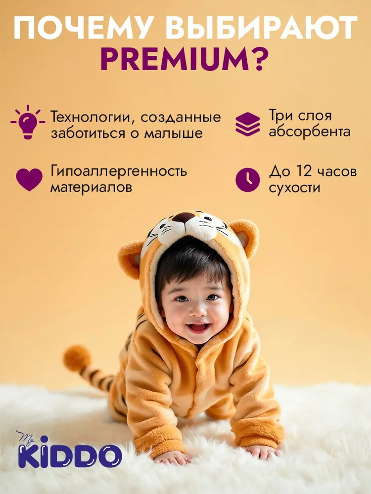 Подгузники-трусики для детей KIDDO Premium XXL (15-25 кг) 44 шт