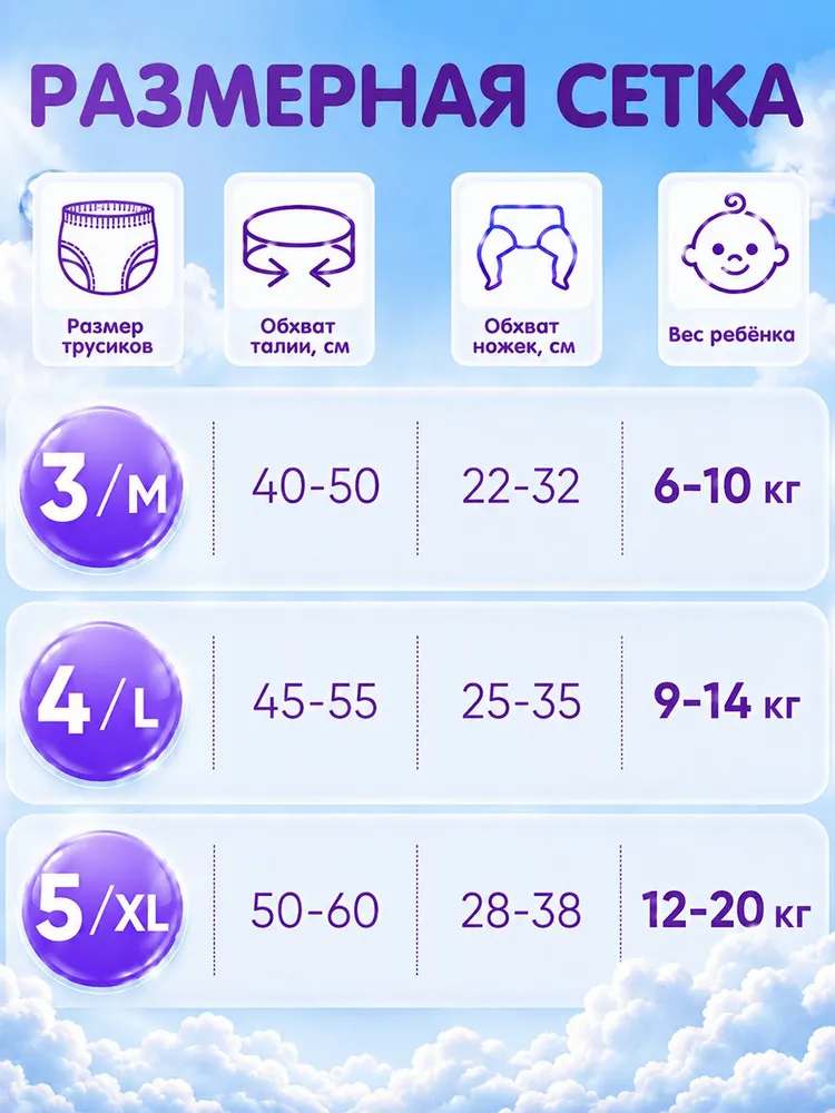 Подгузники-трусики для детей KIDDO Night L (9-14 кг) 18 шт