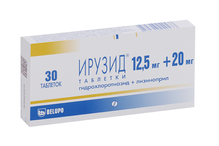 

Ирузид 20 мг+12.5 мг, 30 шт, таблетки