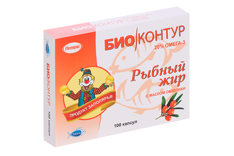 Рыбий жир с маслом облепихи 0.3 г, 100 шт, капсулы