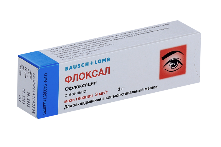 

Флоксал 0.3%, 3 г, мазь глазная