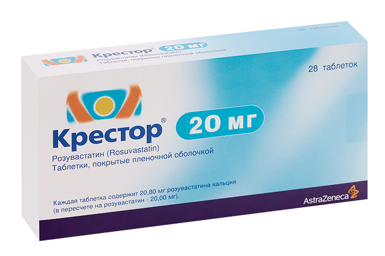 

Крестор 20 мг, 28 шт, таблетки покрытые пленочной оболочкой
