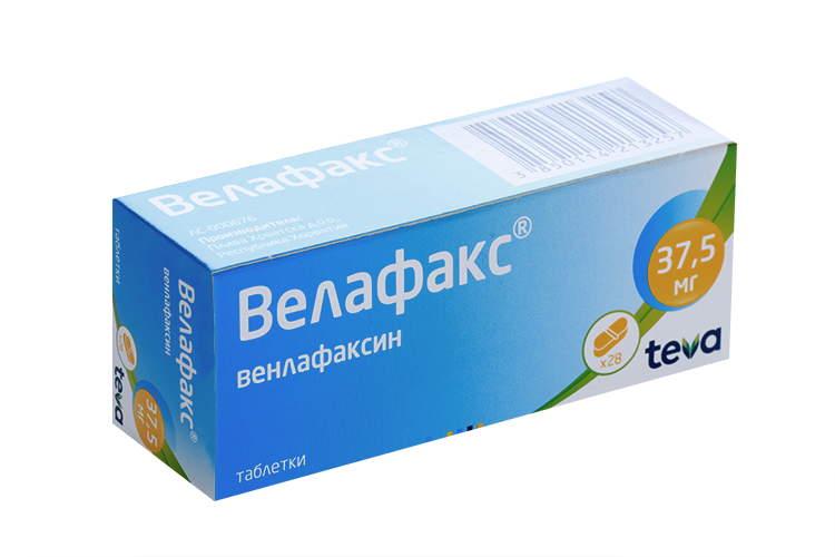 

Велафакс 37.5 мг, 28 шт, таблетки