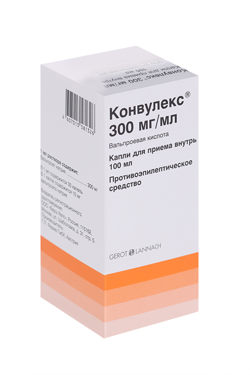 

Конвулекс 300 мг/мл, 100 мл, капли для приема внутрь