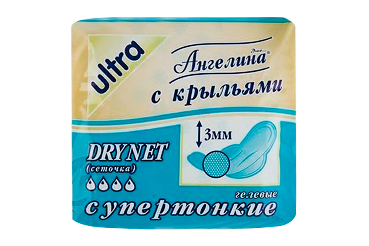 Прокладки Ангелина Ultra Drynet супертонкие с крыл, 8 шт