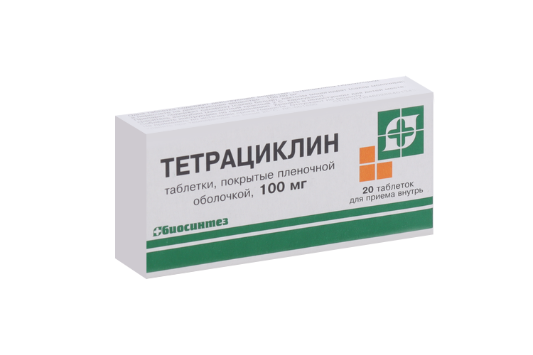 

Тетрациклин 100 мг, 20 шт, таблетки покрытые пленочной оболочкой