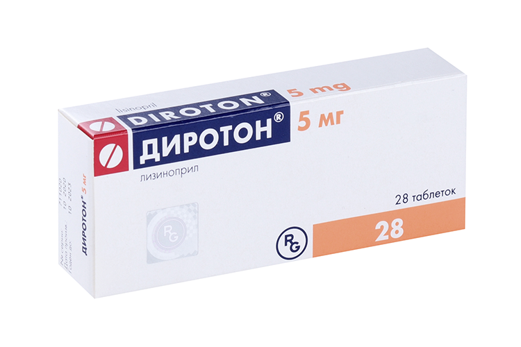 Диротон 5 мг, 28 шт, таблетки