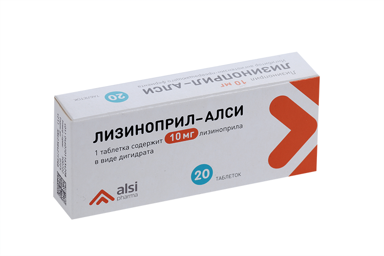 

Лизиноприл-АЛСИ 10 мг, 20 шт, таблетки