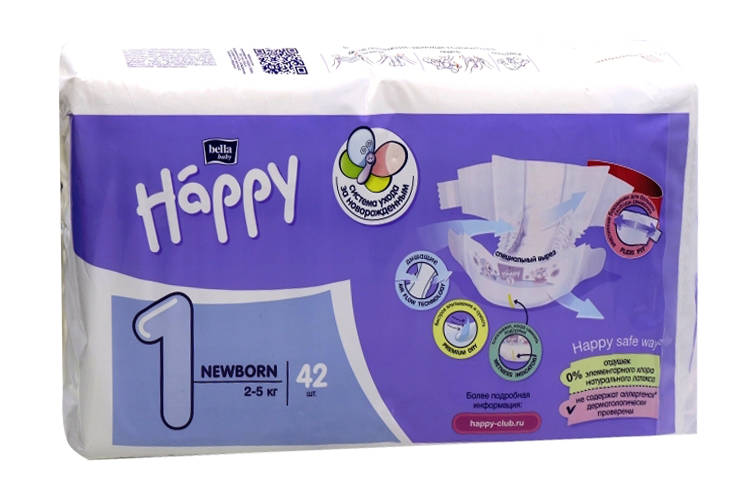 Подгузники Бэлла Хеппи ньюборн (2-5кг), 42 шт