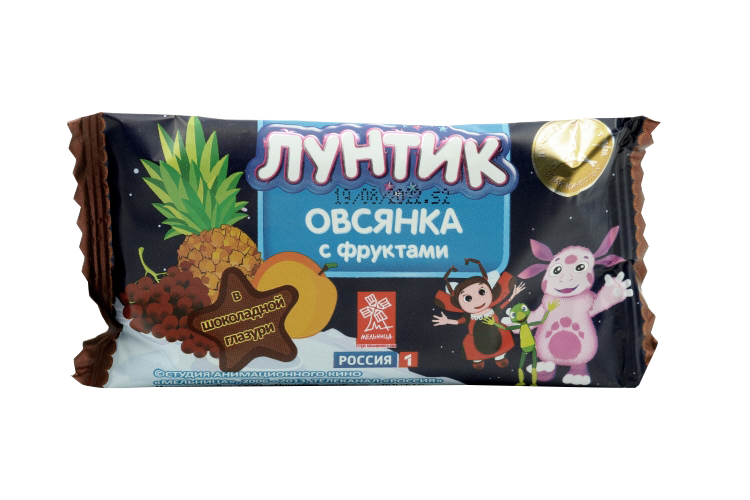 

Батончик Виталад овсянка с фруктами в шоколад глазури, 40 г, мюсли Лунтик