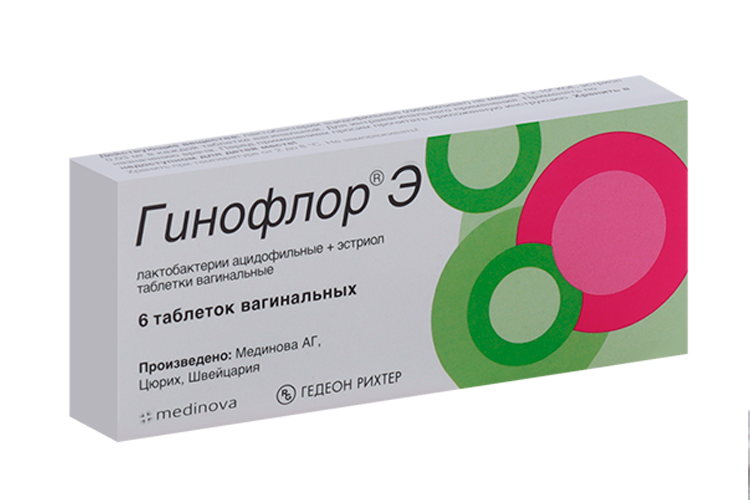 Гинофлор Э, 6 шт, таблетки вагинальные