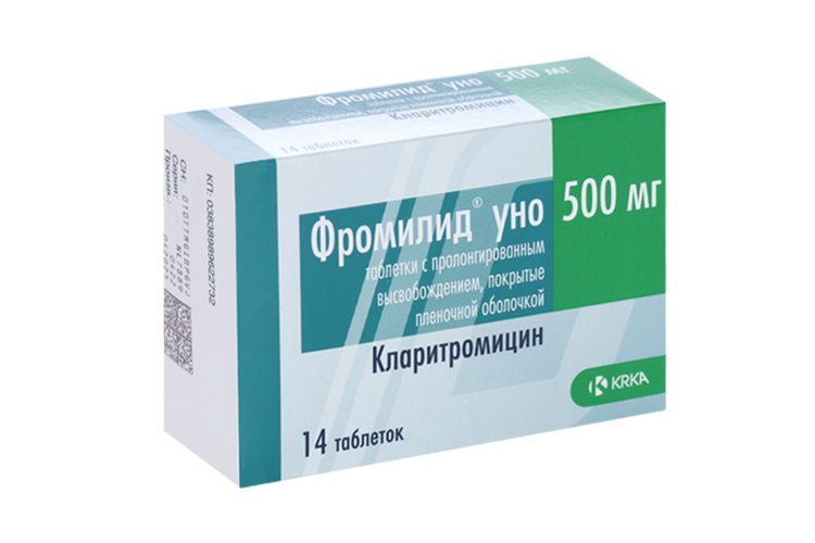 

Фромилид уно 500 мг, 14 шт, таблетки с пролонгированным высвобождением покрытые пленочной оболочкой