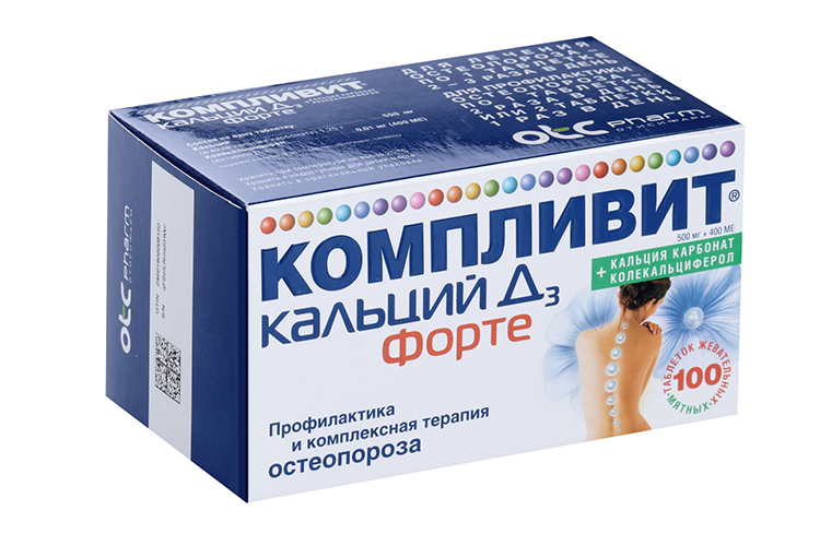 

Компливит кальций Д3 форте, 100 шт, таблетки жевательные мятные