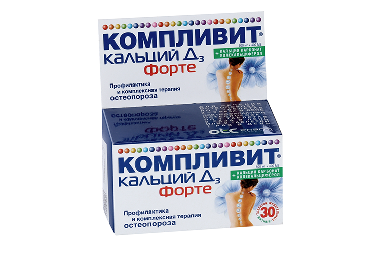 

Компливит кальций Д3 форте, 30 шт, таблетки жевательные мятные
