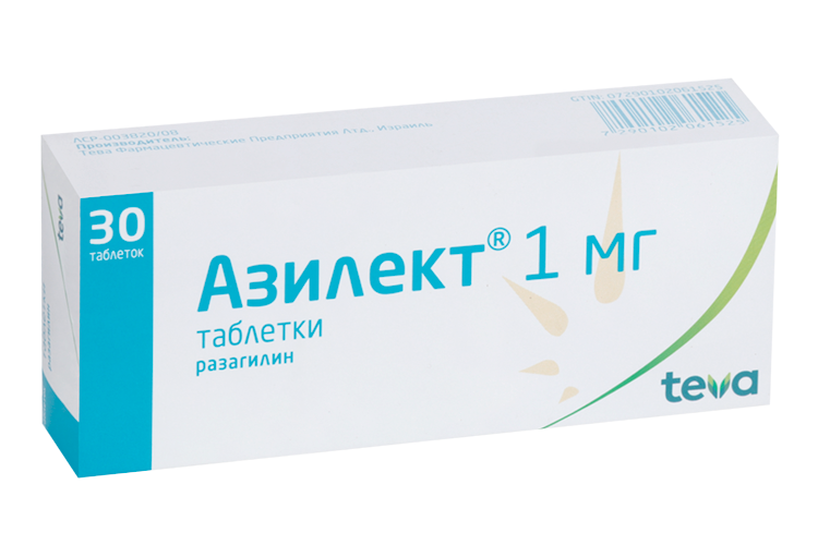 

Азилект 1 мг, 30 шт, таблетки