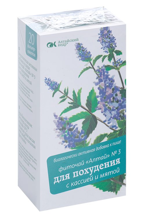 

Фиточай Алтай №3 д/похудения с кассией и мятой, 2 г, 20 шт