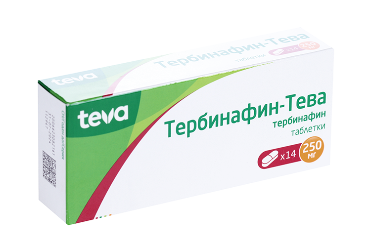 

Тербинафин-Тева 250 мг, 14 шт, таблетки