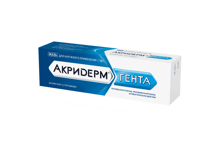 

Акридерм Гента 0.05%+0.1%, 15 г, мазь для наружного применения