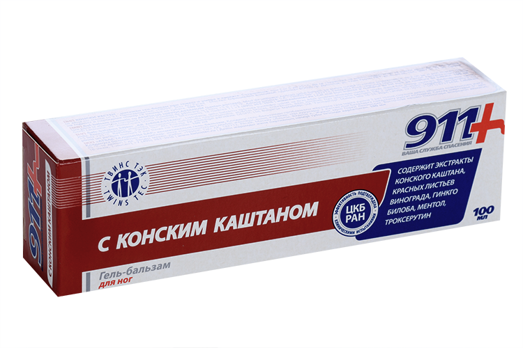 Гель-бальзам 911 с Конским каштаном д/ног, 100 мл гель для ног с конским каштаном 100 мл apteo