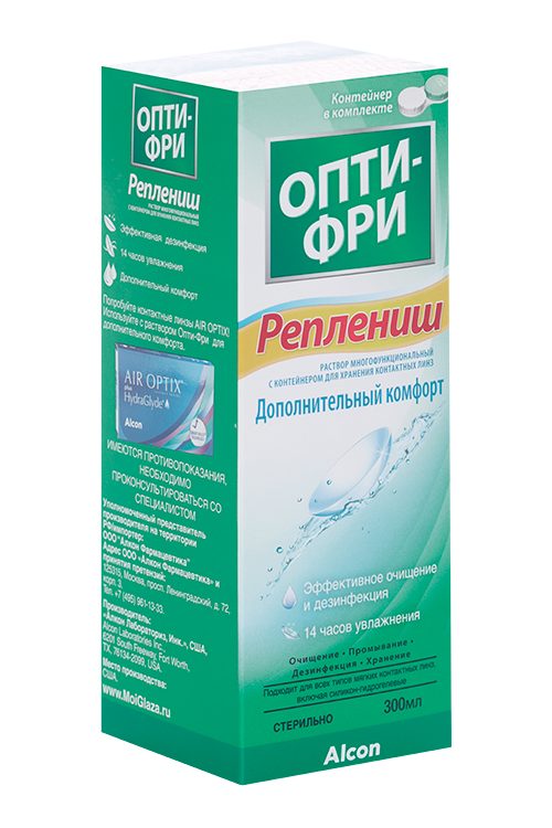 

Опти-Фри Реплениш, 300 мл, раствор для ухода за линзами + контейнер