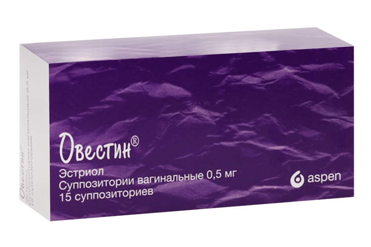 Овестин 0.5 мг, 15 шт, суппозитории вагинальные