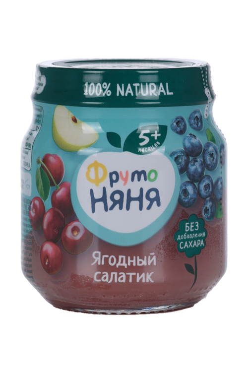 

Пюре Фрутоняня яблоко/черника/вишня с фруктозой ягодный салатик (с 5 мес), 100 г