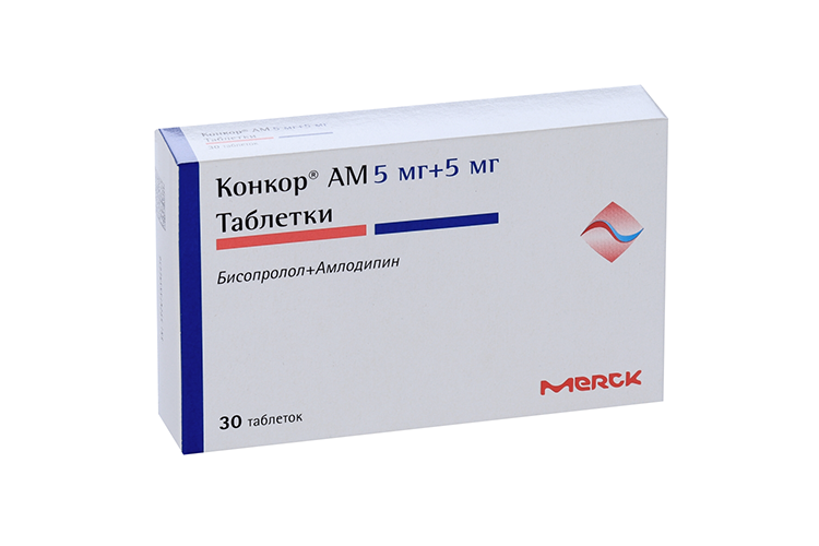 

Конкор АМ 5 мг+5 мг, 30 шт, таблетки